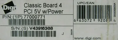 NEW SEALED DIGI 77000771 CLASSIC BOARD 4 PCI 5V W/POWER