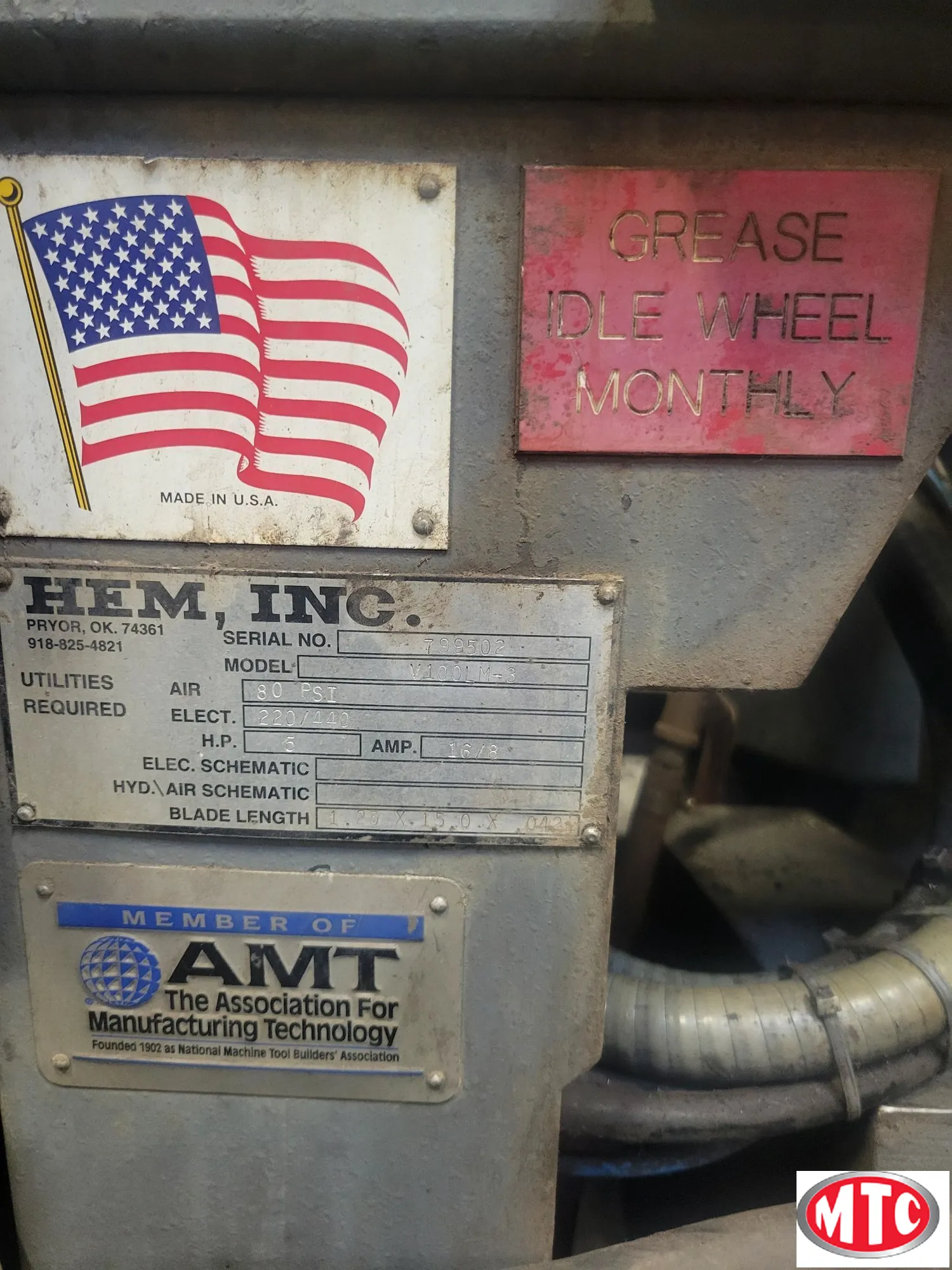 2002 HEM V100LM-3, vertical Mitering bandsaw