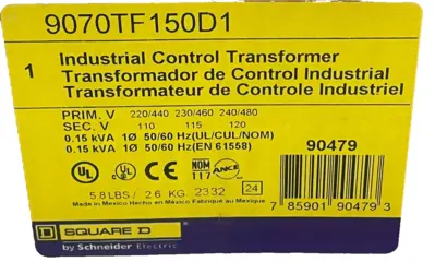 NEW SEALED SQUARE D 9070T150D1 INDUSTRIAL CONTROL TRANSFORMER
