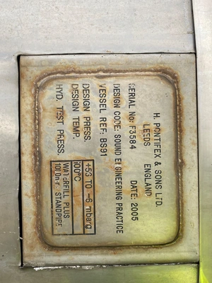 Used 2005 PONTIFEX 100,000 Litre Stainless Steel Tanks GB | Perry Equipment #1509116