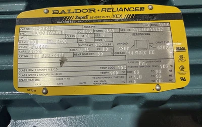 20 hp Baldor Motor, new surplus, Cat. no. ECP2334T, 1770 rpm, Frame 256T