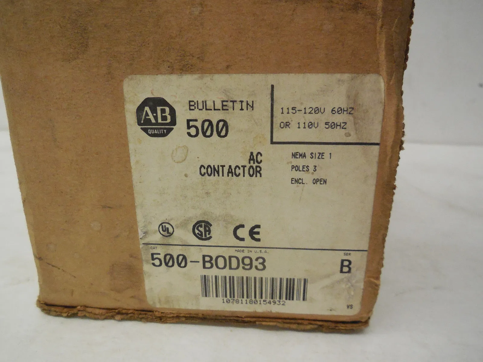 ALLEN BRADLEY 500-BOD93 CONTACTOR 500BOD93