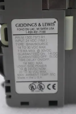 GIDDINGS & LEWIS M.1300.7372 R1 Input Module 24VDC SINK/SOURCE STOCK 646-D