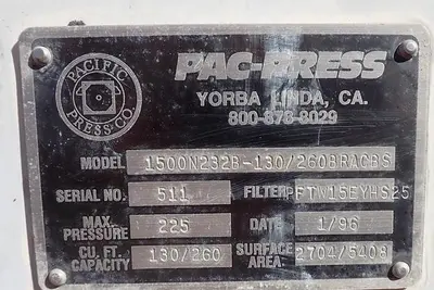 USED 1996 PACIFIC FILTER 1500N232B-130/260BRACBS