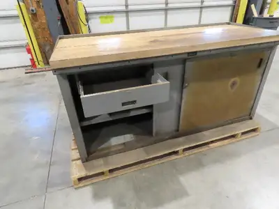 Industrial Butcher Block Top Workbench 2-Door Cabinet Workstation 72"W 29"D 36"H