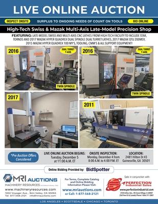 High-Tech Swiss & Mazak Multi-Axis Late Model Precision Shop LIVE Auction