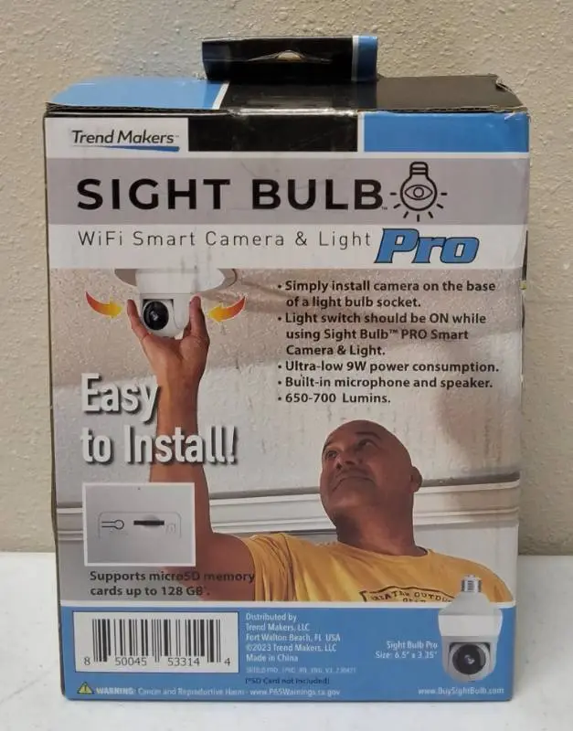 Sight Bulb Pro | ** NEW** (1) WiFi Smart Camera & Light / 650 - 700 Lumen / Microphone & Speaker