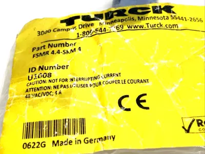 New | in-Stock Turck FSMR 4.4-SKM 4,U1008 Connector Accessories Michigan US | Maverick Industrial Sales #1391400