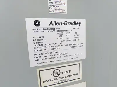 Allen Bradley 22C-D072A103 Powerflex 400 AC Drive VFD 50Hp 460V 3Ph Enclosure