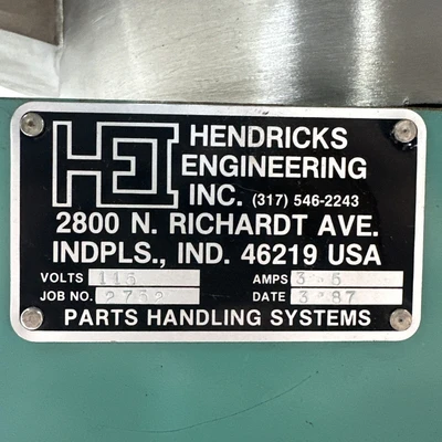 Used Hendricks Engineering 15” Processing (misc) Indiana US | J&J Industrial Supply #1300187