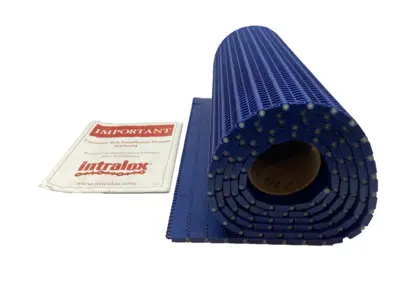 New | in-Stock Intralox Acetal Blue Conveyor Belt 23-1/4" W x 110" L w/ Manual Conveyor Parts Michigan US | Maverick Industrial Sales #1398213