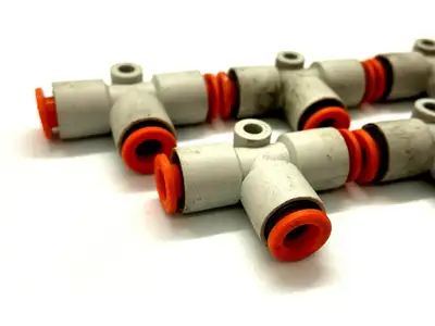 KQ2T07-00A | SMC  Union Tee 1/4" Push-to Connect Fitting LOT OF 5 - Used
