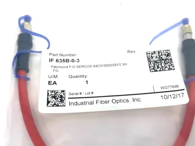 New | in-Stock INDUSTRIAL FIBER OPTICS PATCHCORD F/O SERCOS 84C01000S333 0.5M Fiber Optics | Maverick Industrial Sales #1113196
