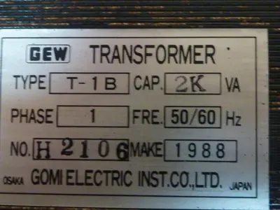 USED GOMI ELECTRIC T-1B 2KVA