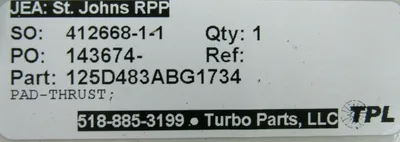 NEW TURBO PARTS LLC 125D483ABG1734 PAD-THRUST SET