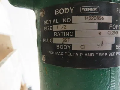 Fisher control valve type EZ, size 1 1/2"-250, material CI/316ss