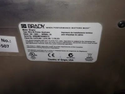 Used BRADY WRAPTOR Label Printers Ohio US | HGR 24 #917668