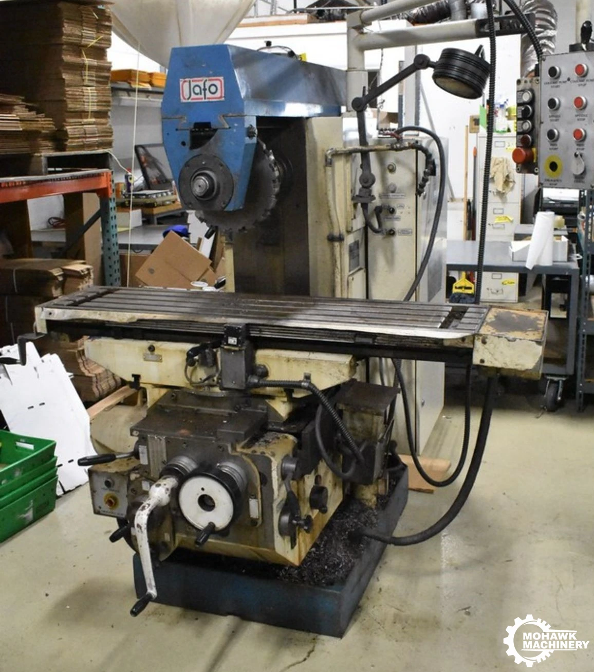 FWF-32 TOOLMEX JAROCIN UNIVERSAL HORIZONTAL MILL w/12.5” x 55” SWIVELING TABLE & SADDLE - ARBOR SUPPORT