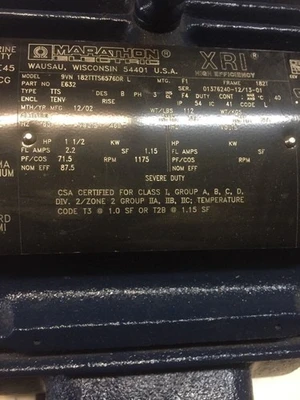 New | in-Stock MARATHON 182TTTS6576DR Motors (misc) Indiana US | J&J Industrial Supply #512887