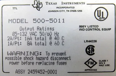 USED TEXAS INSTRUMENTS 500-5011 OUTPUT MODULE 5005011