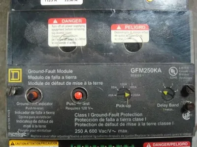 Square D KI36225G I-Limiter Circuit Breaker w/ GFM250KA Ground Fault Module Used