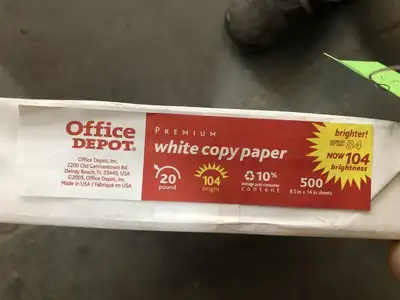 Office Depot 8.5″ X 14″ Legal Copy Paper ; White -Ream of 500 Sheets NEW