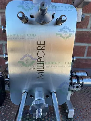 USED MILLIPORE STAINLESS STEEL PELLICON FILTER HOLDER W/ ITT VALVES, ACTUATOR