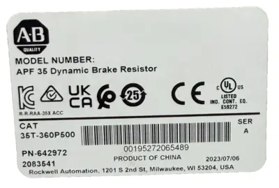 ALLEN BRADLEY 35T-360P500 APF-35 DYNAMIC BRAKE RESISTORS 642972 NEW, SURPLUS