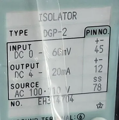 Toyo Keiki DGP-2 Isolator Input DC 0-60mV Module Loc3E-34