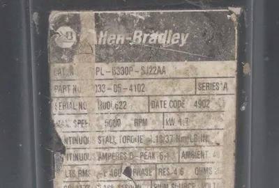 ALLEN BRADLEY MPL-B330P-SJ22AA SERVO MOTOR SER. A, MPLB330PSJ22AA