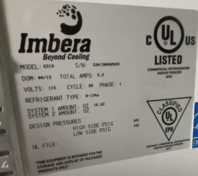 72-0401 Imbera G319 Self Contained One Door Cooler