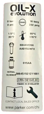NEW PARKER DOMNICK HUNTER AA015CNFX PNEUMATIC OIL FILTER