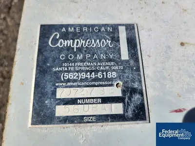 USED american compressor co 20 HP American Compressor Co Rotary Lobe Air Compressor, Model 56 U-RA1