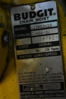 BUDGIT 113453-18 Hoists | Mohawk Machinery (2)