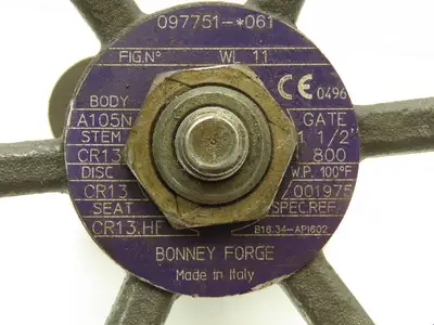 Bonney Forge Fig WL 11 Gate Valve 1-1/2" NPT 800lb Forged Steel Rising Stem