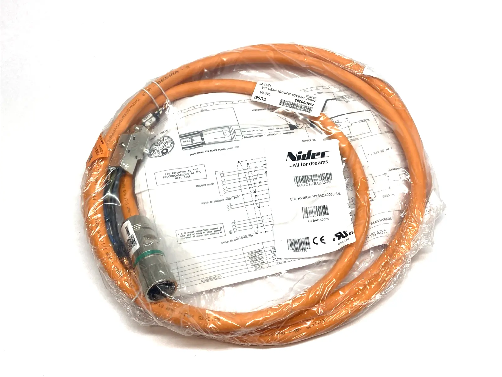 New | in-Stock Nidec Hybrid Servo Cable Size 1 for Digitax HD M75x 13A 3m Misc Electrical & Power Parts Michigan US | Maverick Industrial Sales #1402349