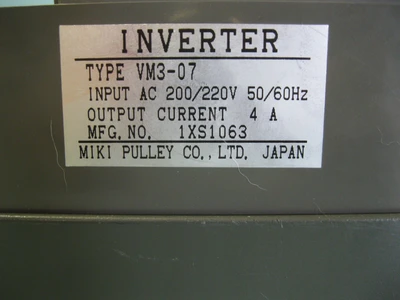 Miki Pulley VM3-07 Inverter (200/220V 50/60Hz) E18