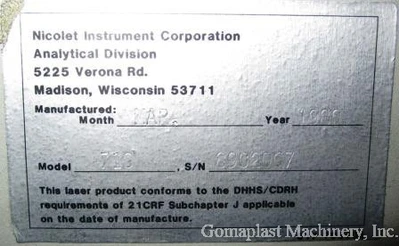 Nicolet 710 FT-IR Spectrometer, Item # 1643