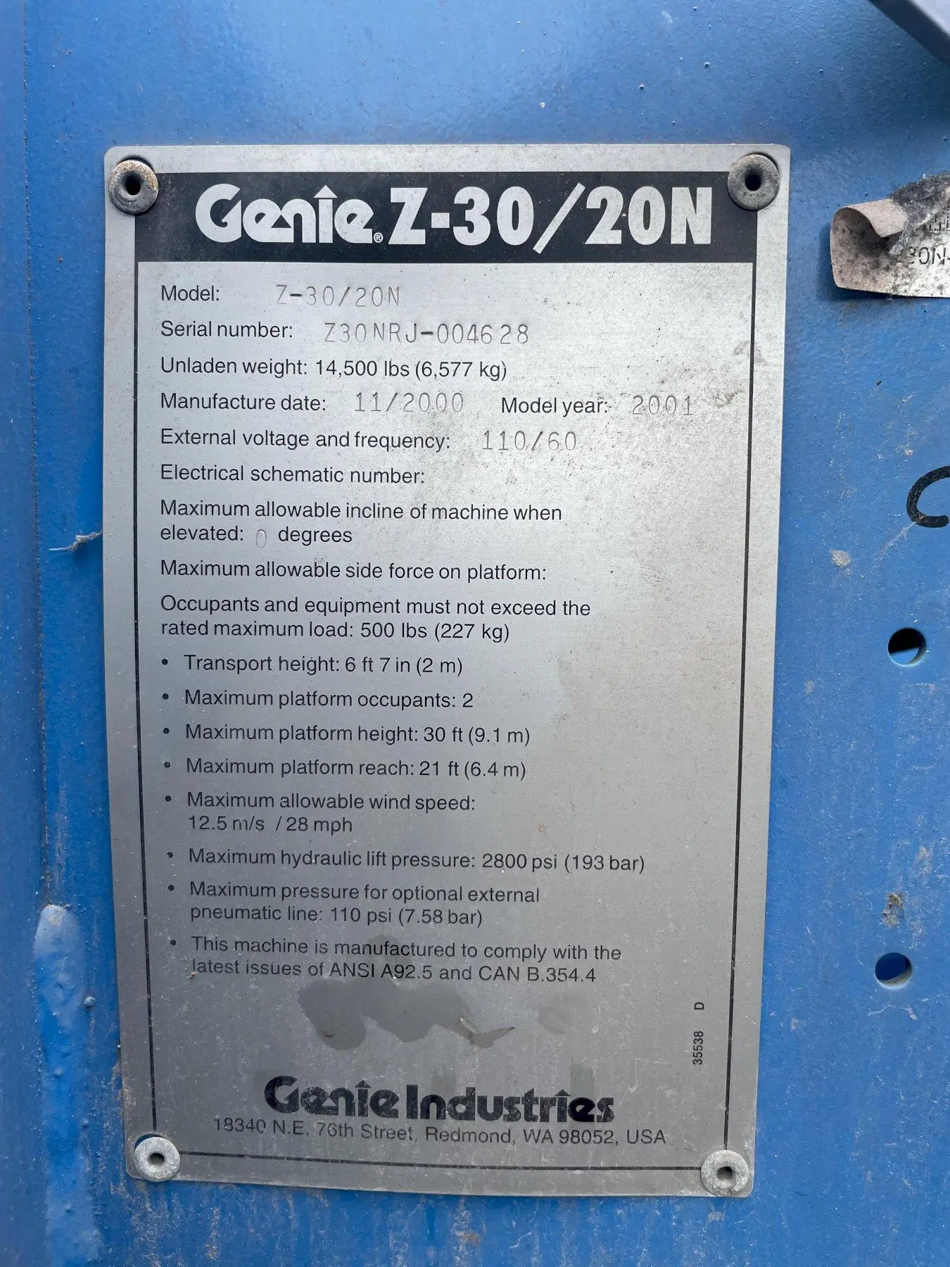 USED GENIE Z-30/20N