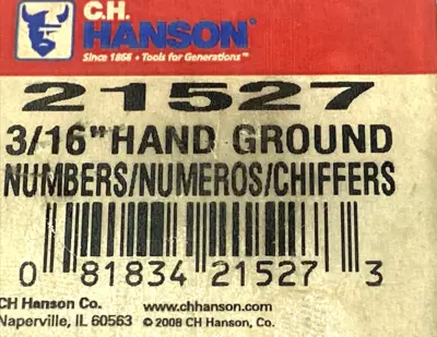 USED CH HANSON NUMBER STEEL STAMP SET 3/16" HAND GROUND NUMBERS SET OF 9