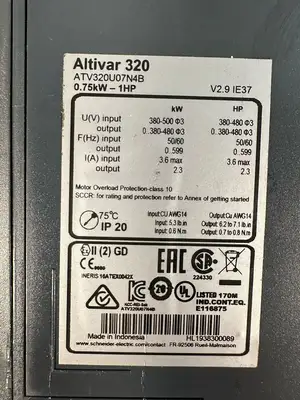 Schneider Electric Altivar 320 AC Drive ATV320U07N4B 0.75kW - 1HP (7.2.4)