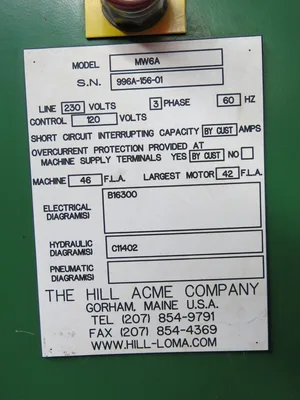 Hill-Acme Model 6A Hydraulic Ironworker 105 Ton Punching