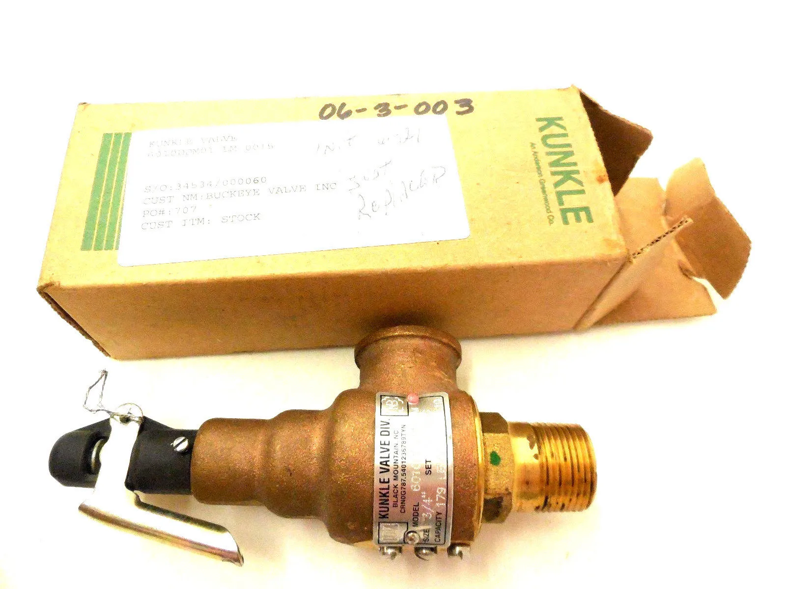 NEW KUNKLE 6010DDM01-LM-0015 RELIEF VALVE 6010DDM01LM0015