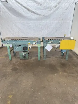 18" WIDE X 48"/60" LONG HYTROL POWERED BELT CONVEYORS. STOCK # 0640023.