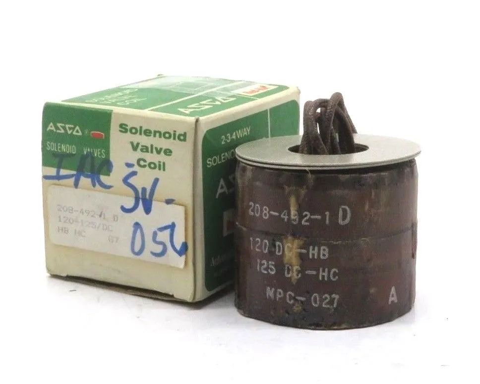 NEW ASCO 208-492-1-D SOLENOID VALVE COIL 120-125/DC 2084921D