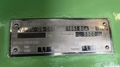 (3) Westfalia VA 35-09-566 single-stage extractors, 316SS.