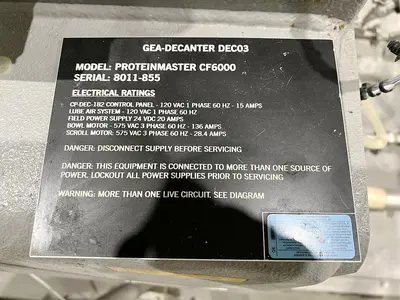 USED 2020 GEA WESTFALIA PROTEIN MASTER CF 6000