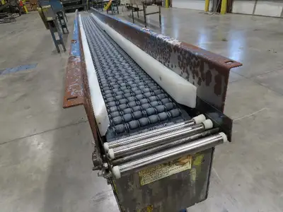 New London Engineering 8"x 12' Plastic Roller Belt Accumulating Conveyor 30 FPM
