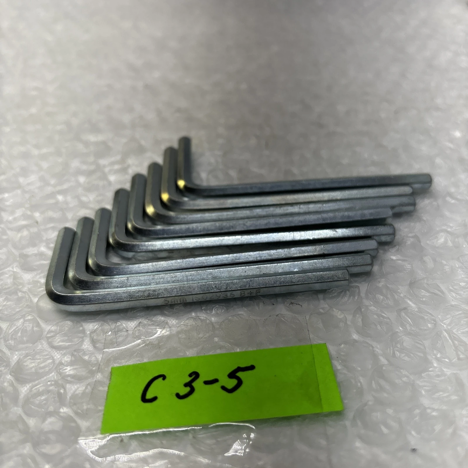 **Preowned 5mm Hex Allen Key, L-Wrench, ISO 2936 B+F Nickel Plated QTY 8 #
