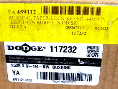 NEW DODGE 117232 TAPERED LOCK BUSHING 3535 X 3-1/4-KW